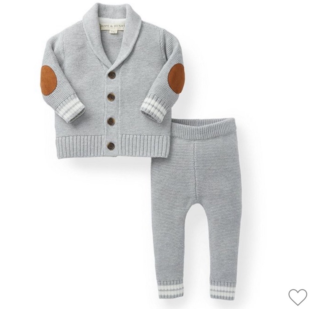 NWOT Hope and Henry baby boy layette. Grey sweater set and leggings